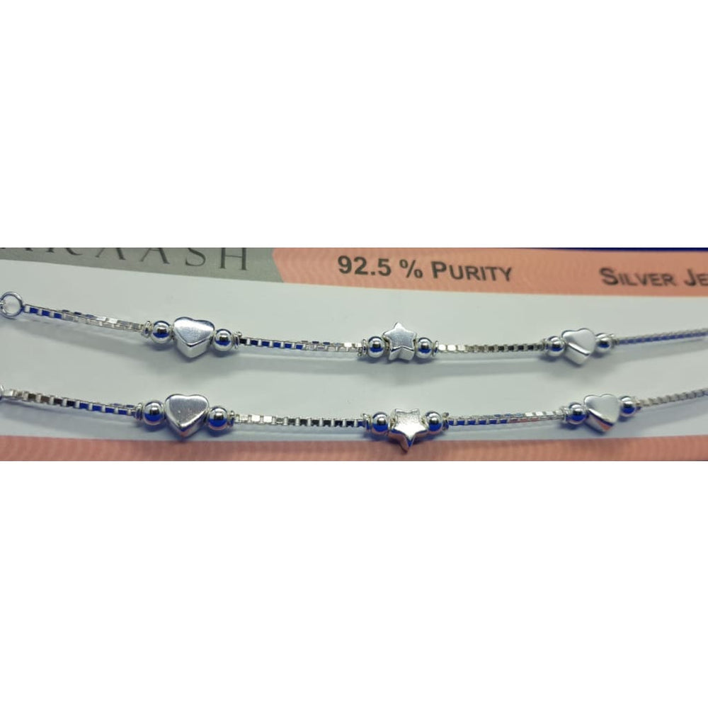 Sterling Silver Kids Star & Heart Anklet Pair - Anklet