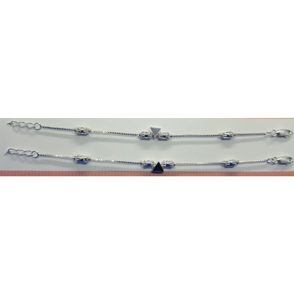 Sterling Silver Kids Triangle Anklet Pair