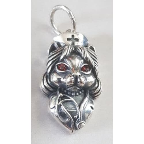 Sterling Silver Oxi Ruby Cat Pendant (641) - Pendant