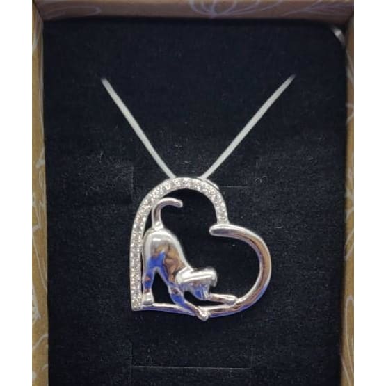 Sterling silver Puppy & heart pendant - Pendant