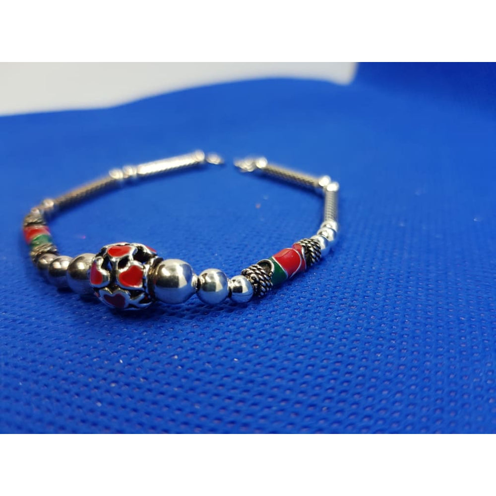 Sterling Silver Vintage Enamel Bracelet 101 (7 Inches) - 