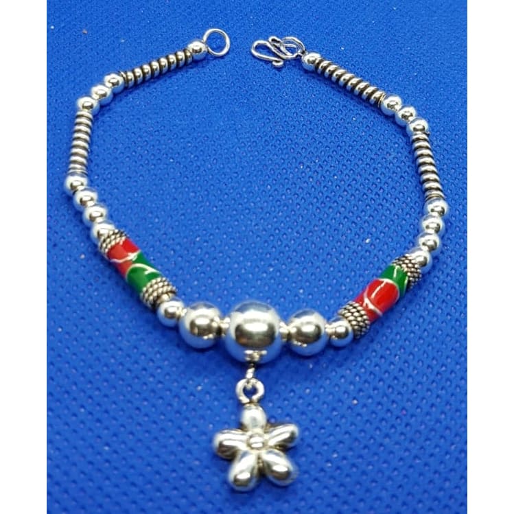 Sterling Silver Vintage Enamel Bracelet 104 (7 Inches) - 